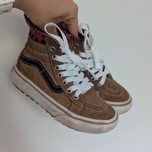 Boys Brown Suede Buffalo Plaid Sk8-Hi Vans